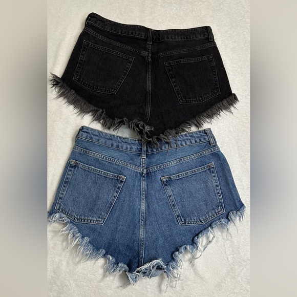 Bundle Summer Topshop Moto KIRI Black and Blue Jean Shorts with Distressed Hem - Picture 3 of 13
